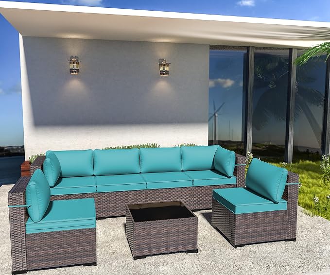 Outdoor Patio Furniture Set, 7 Pieces Outdoor Sectional Furniture Patio Sofa - Image 8