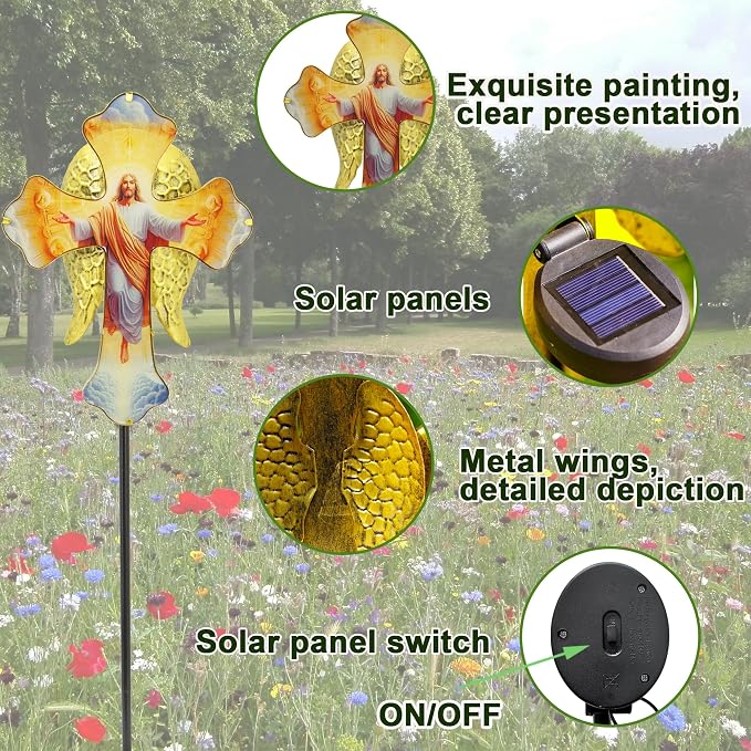 Solar Jesus Cross Garden Lights - Image 4