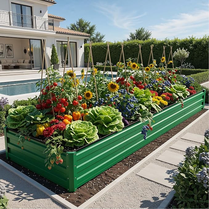 YITAHOME 6pcs 12x4x1 ft Galvanized Raised Garden Bed Kit, Large Metal Planter - Image 2