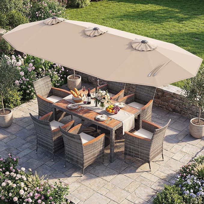 Tangkula 9 Pieces Rattan Outdoor Dining Set - Image 2