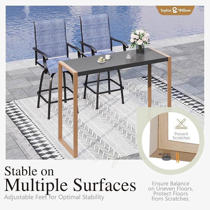 Sophia & William Outdoor Bar Set, Patio Bar Table and Chairs Set, Bar Height - Image 3