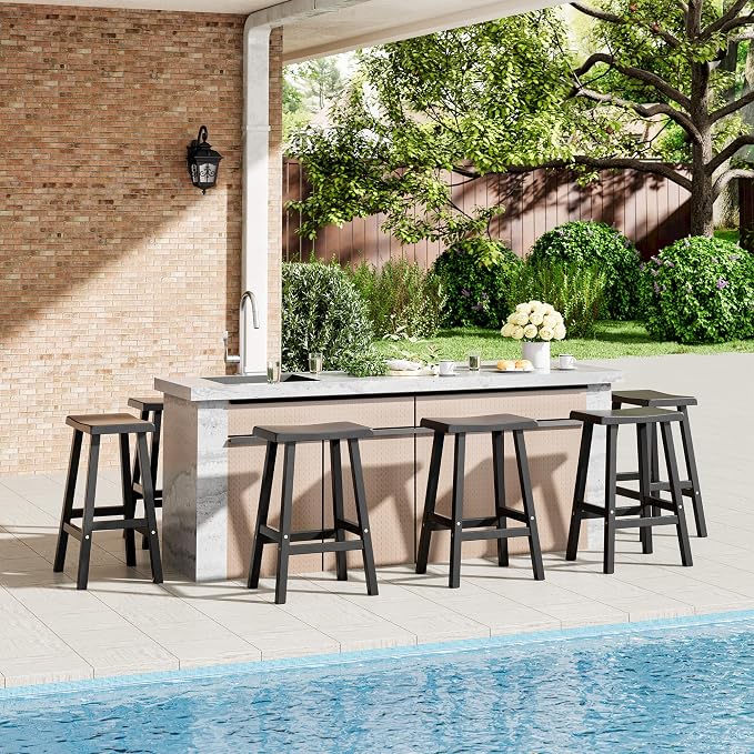 NUNU LAB Waterproof Barstools Set of 2-24 Inch HDPE Dining Height - Image 2