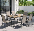 PHI VILLA 7 pcs Patio Outdoor Dining Table and Chairs, Sling Chairs by PHIVILLAThepioneerofcomfortablehouseholdsupplies