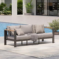Aluminum Outdoor Patio Furniture, 3 Seats All-Weather Outdoor Patio Sofa by Oasbira
