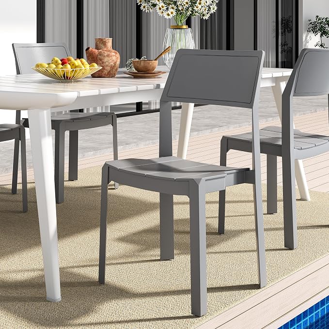 VECELO 4 Pack Stackable Dining Chairs, Plastic Patio Chairs - Image 8