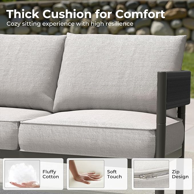 Grand patio 6-Piece Outdoor Furniture Set, 6 Seats Wicker Sofa Conversation Set - Image 5