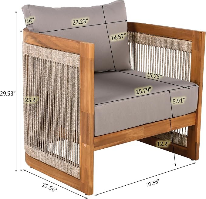Merax 4-Piece Patio Premium Acacia Wood Outdoor Furniture Set, All Weather - Image 8