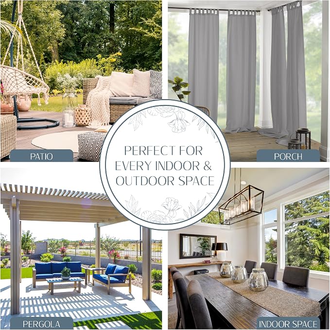 Elrene Home Fashions Matine Weatherproof Tab-Top Indoor/Outdoor Solid Color - Image 3