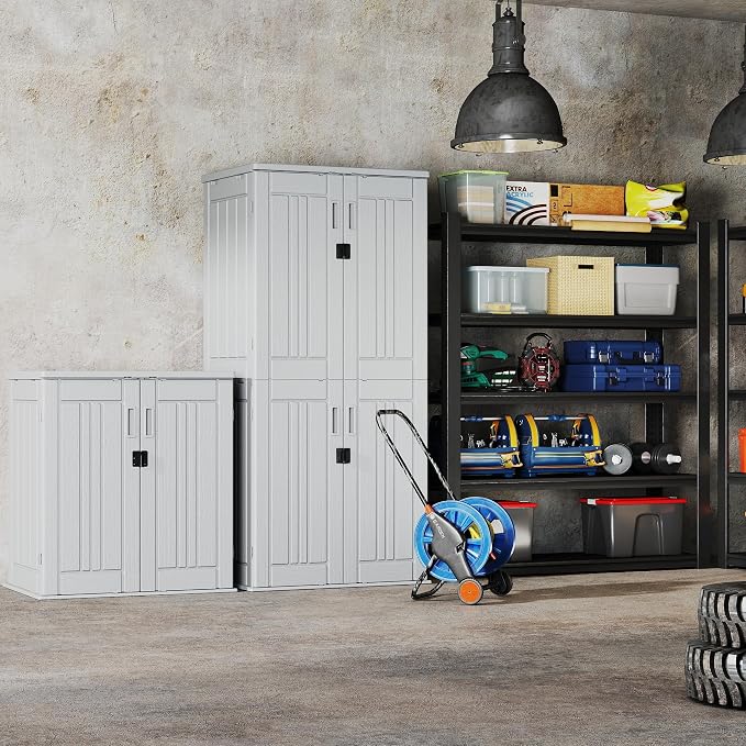 EHHLY Heavy Duty Small Storage Cabinet Outdoor Weatherproof, 14 Cuft Garage - Image 4