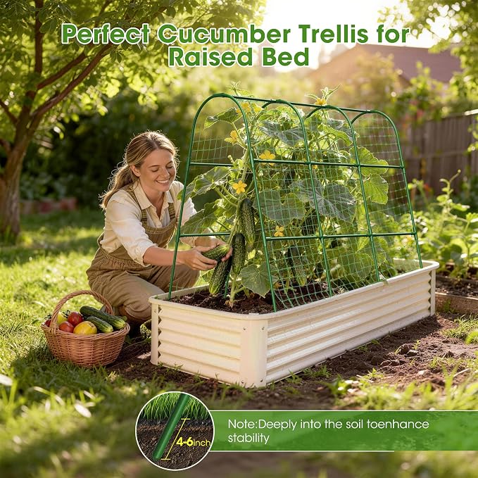 Cucumber Trellis for Raised Bed, U-Shape Garden Trellis for Climbing Plants - Image 3