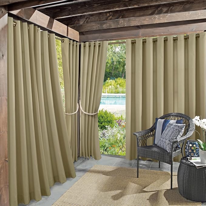 Sun Zero Marina Indoor/Outdoor UV Protectant Energy Efficient Grommet Curtain by SunZero%E2%84%A2