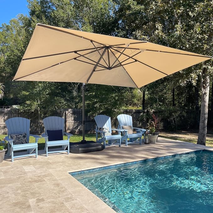 PURPLE LEAF 10' X 13' Patio Umbrella Outdoor Cantilever Rectangle Umbrella by PURPLELEAF