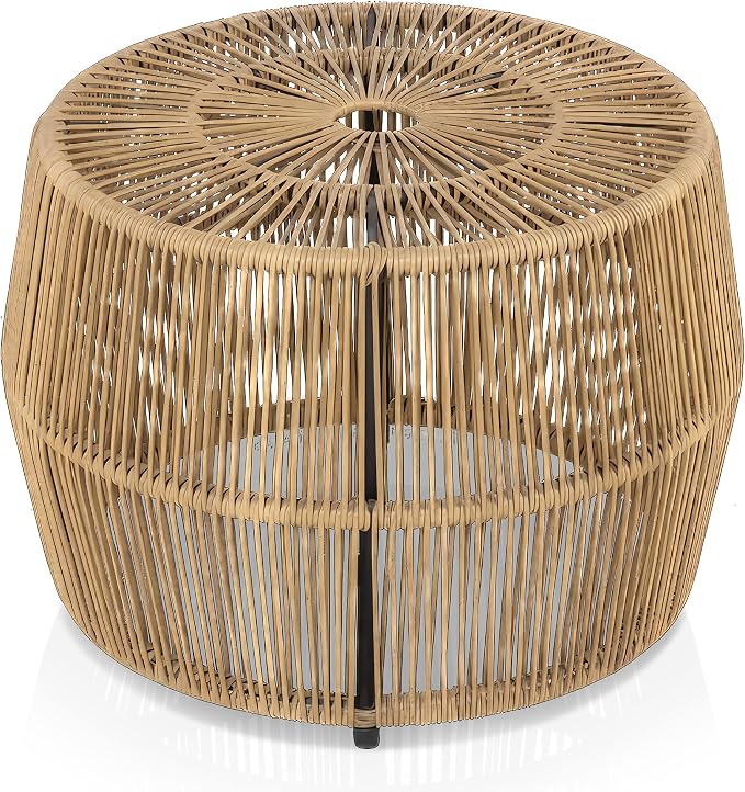 Furniture of America Ysar Boho Rattan Round Coffee Table Outdoor by FurnitureofAmerica