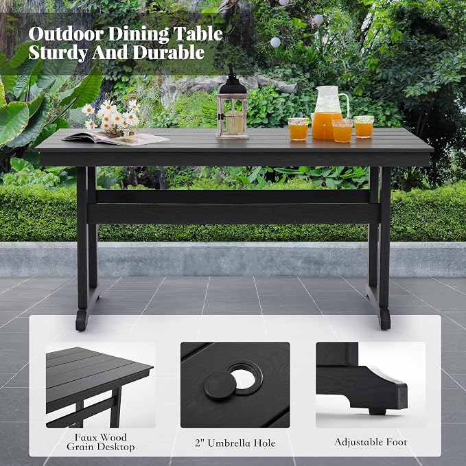 HDPE Outdoor Dining Set, 10-Piece Outdoor Table and Chairs Include 8 Dining - Image 4