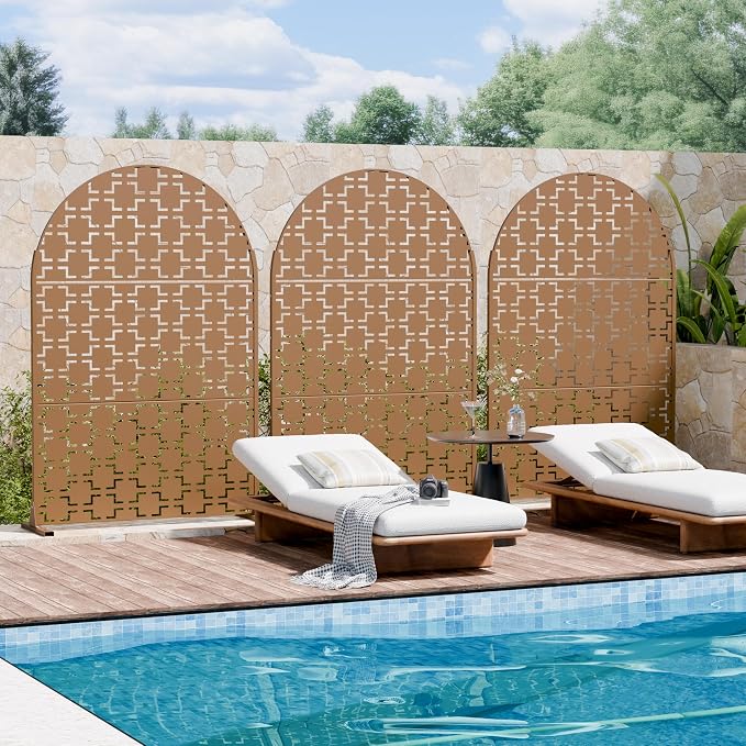 Casaphoria 72" H x 47" W Arched Metal Privacy Screen - Image 7