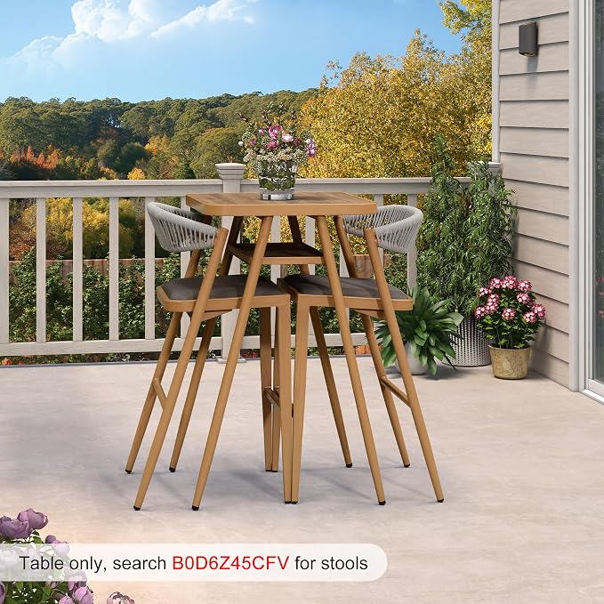 PURPLE LEAF Outdoor Bar Height Table Aluminum Patio High Bar Stools Pub Dining - Image 8