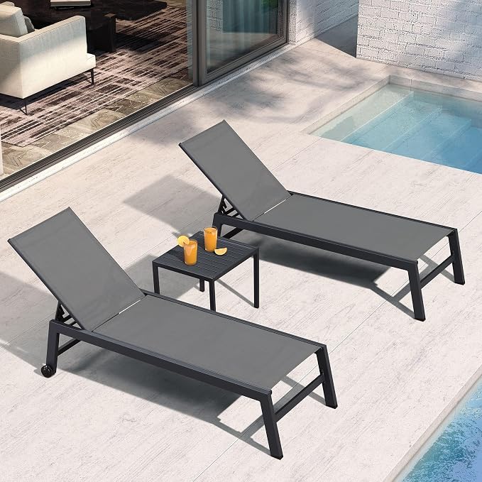PURPLE LEAF Patio Chaise Lounge Set 4 Pieces Aluminum Outdoor Lounge Chairs - Image 3