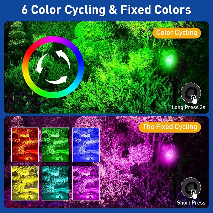 T-SUNUS RGB Solar Spot Lights Outdoor Christmas, Color Changing Landscape - Image 2