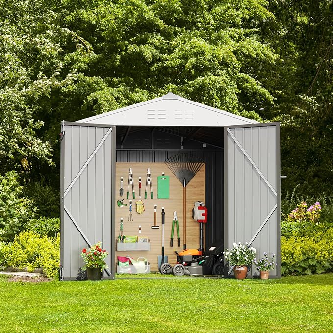 Devoko Outdoor Storage Shed 8 x 6 FT Lockable Metal Garden Shed Steel - Image 7