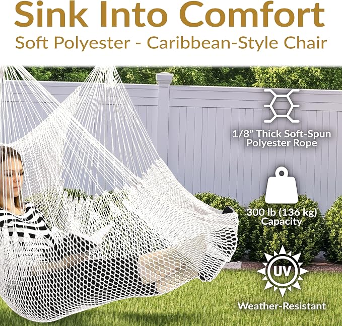 Sunnydaze Outdoor Hammock Chair Swing - Image 2