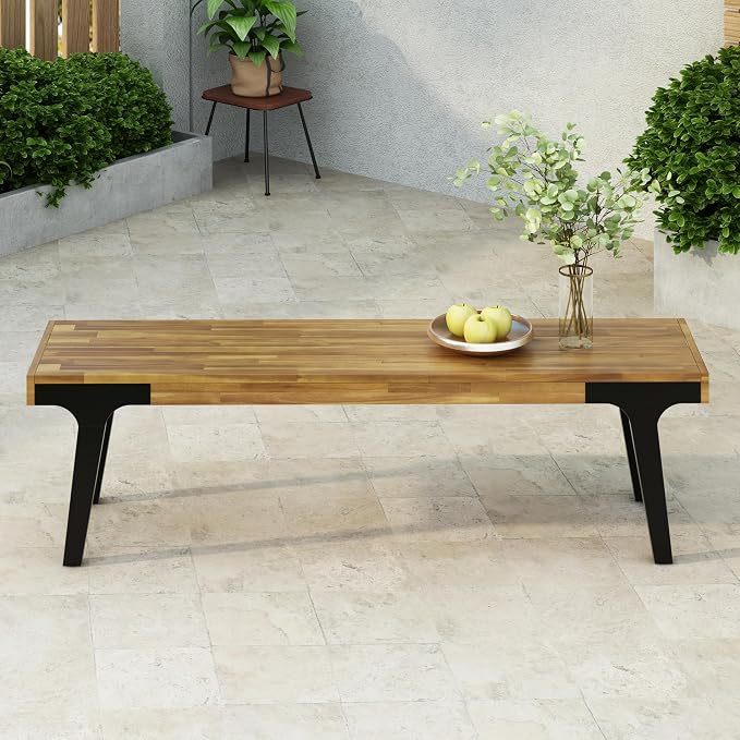 Christopher Knight Home 3 Piece Patio Dining Table, Acacia Wood Table Bench - Image 7