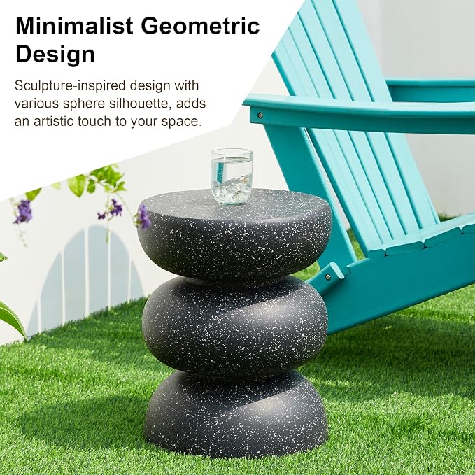 Glitzhome Outdoor Side Table Set of 2, Heavy Duty Indoor Outdoor Round Planter - Image 6