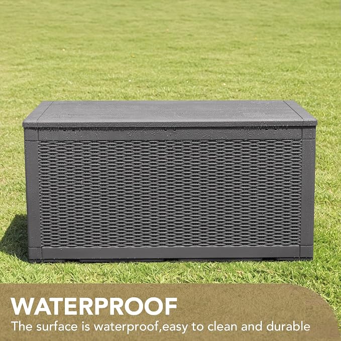 Devoko 100 Gallon Waterproof Large Resin Deck Box Indoor Outdoor Lockable - Image 4