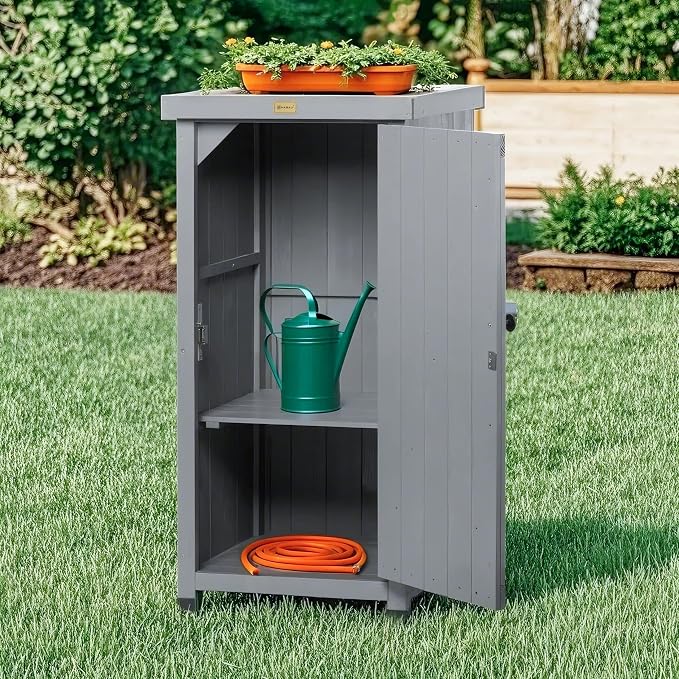 HABAU Outdoor Storage Cabinet for Patio, Garden Potting Bench Table - Image 2