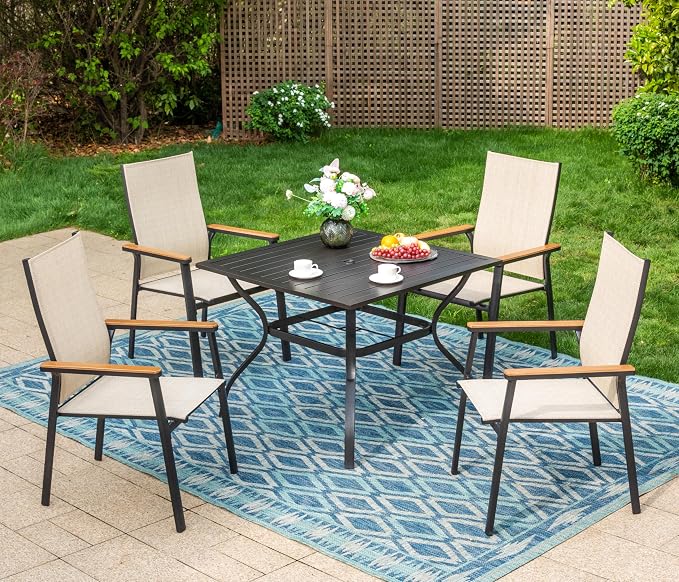 Sophia & William Patio Dining Set 5 Pieces, 4 Stackable Aluminum Textilene by SophiaWilliam