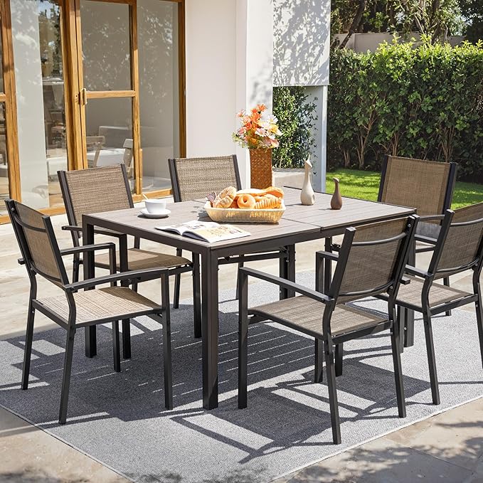 Flamaker Patio Chairs Textilene Outdoor Chairs Set of 6 Stackable Dining Chair - Image 2