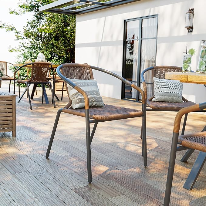 Amopatio Outdoor Dining Chairs Set of 4, Stackable Patio Chairs, Rattan Wicker - Image 8