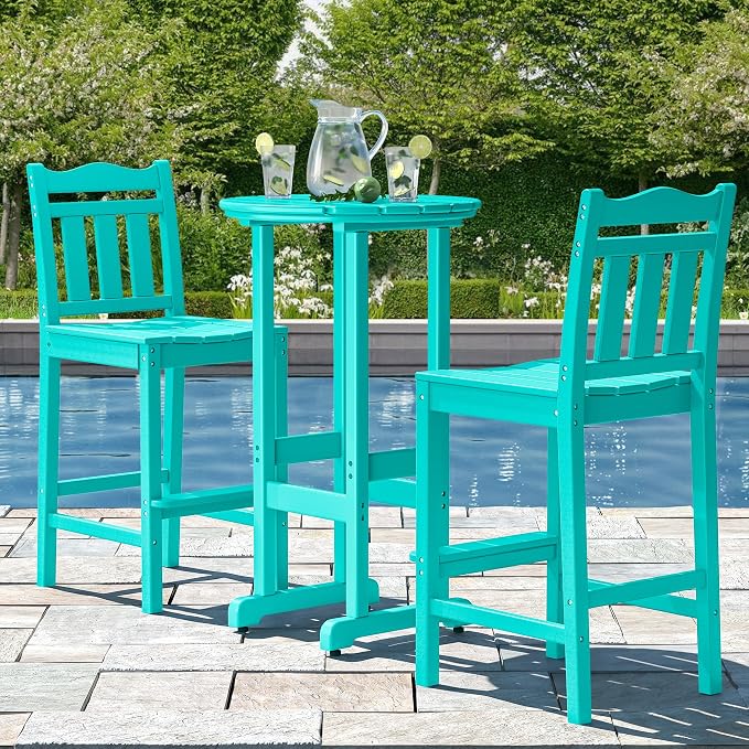nalone Outdoor Bar Stools Set of 2, HDPE Tall Adirondack Chairs Bar Chairs - Image 8
