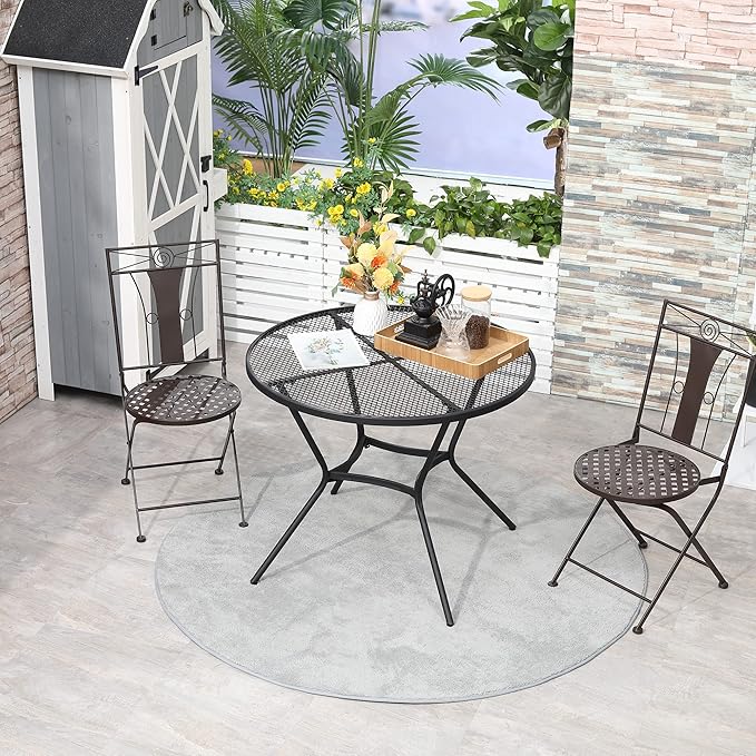 Outsunny 35" Round Outdoor Patio Bistro Dining Table, French Cafe Style - Image 2