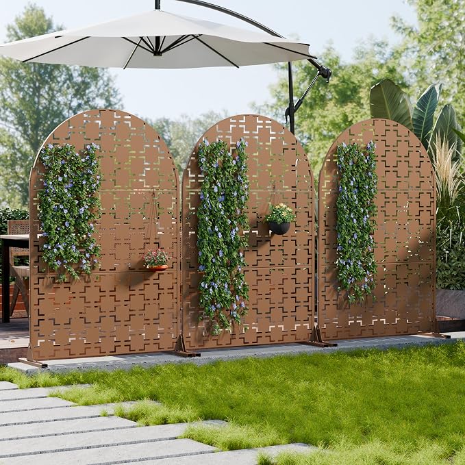 Casaphoria 72" H x 47" W Arched Metal Privacy Screen - Image 3