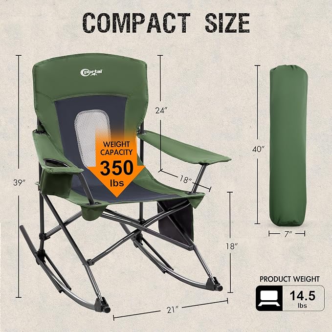 Portal Outdoor Rocking Chair Camping Folding Portable Rocker - Image 3