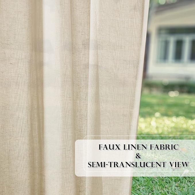 RYB HOME 2 Panels Outdoor Sheer Curtains - Image 6
