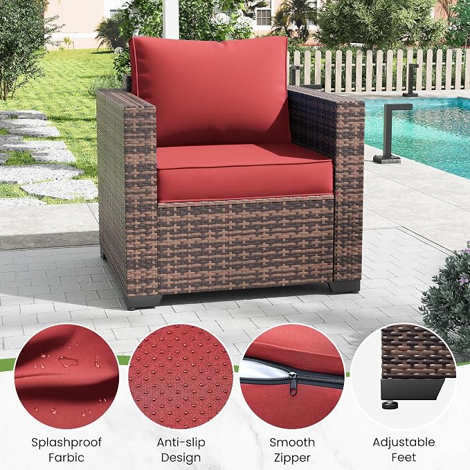 Amopatio Wicker Outdoor Sofa & Patio Couch Set - Image 4