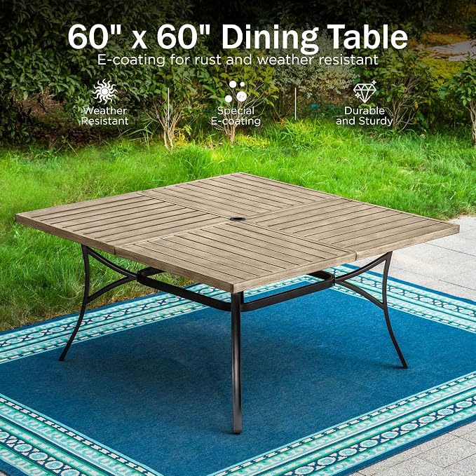 PHI VILLA 9 Pieces Outdoor Patio Dining Set - Image 5