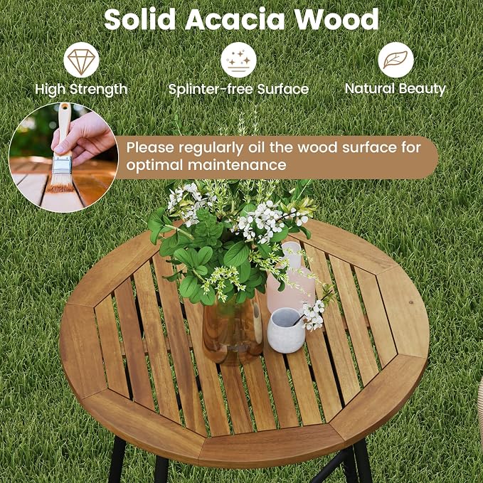 Tangkula 3 Pieces Rope Woven Patio Bar Set, Outdoor High Table and Chairs Set - Image 5