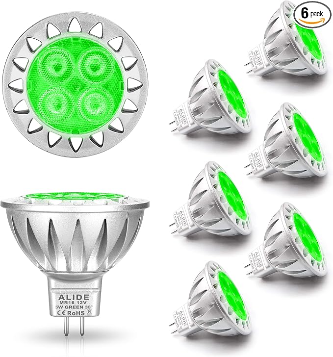 ALIDE MR16 Green Led Bulbs 5W 12V, Replace 20W 35W 50W Halogen, Low Voltage by ALIDE