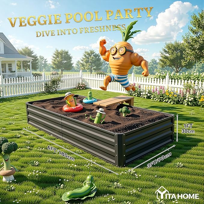 YITAHOME 72x36x12 in 2pcs Galvanized Raised Garden Bed Kit, Large Metal Planter - Image 7