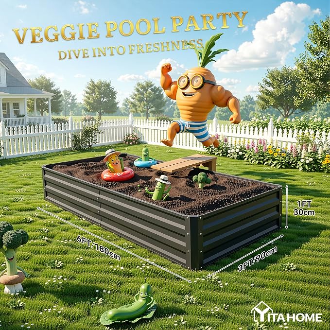 YITAHOME 6x3x1ft 2pcs Large Raised Garden Bed Kit, Galvanized Metal Planter Box - Image 8
