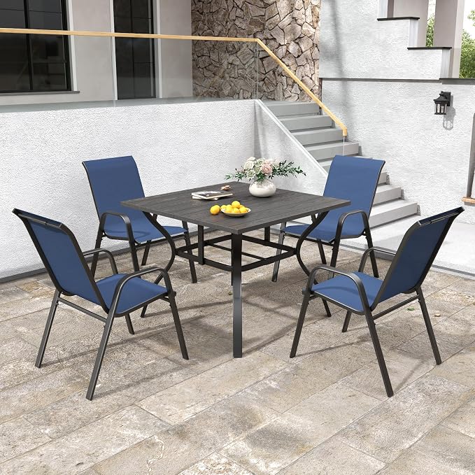 Patio Chairs Set of 8, Stackable Outdoor Dining Chairs - Image 7