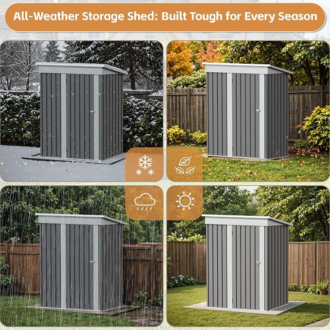 Greesum 5×3 FT Outdoor Storage Shed, Metal Storaged Sheds Without Floor - Image 3