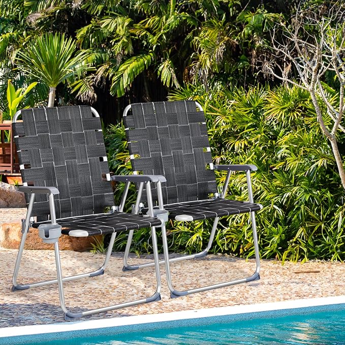 VINGLI Aluminum Oversize Patio Lawn Chairs Folding Set of 2 - Image 2