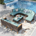 PHI VILLA 10-Piece Wicker Patio Furniture Set, Outdoor Half-Moon Curved by PHIVILLAThepioneerofcomfortablehouseholdsupplies