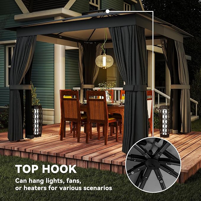 Outsunny 10' x 10' Outdoor Patio Gazebo, Heavy Duty Gazebo Canopy Shelter - Image 8