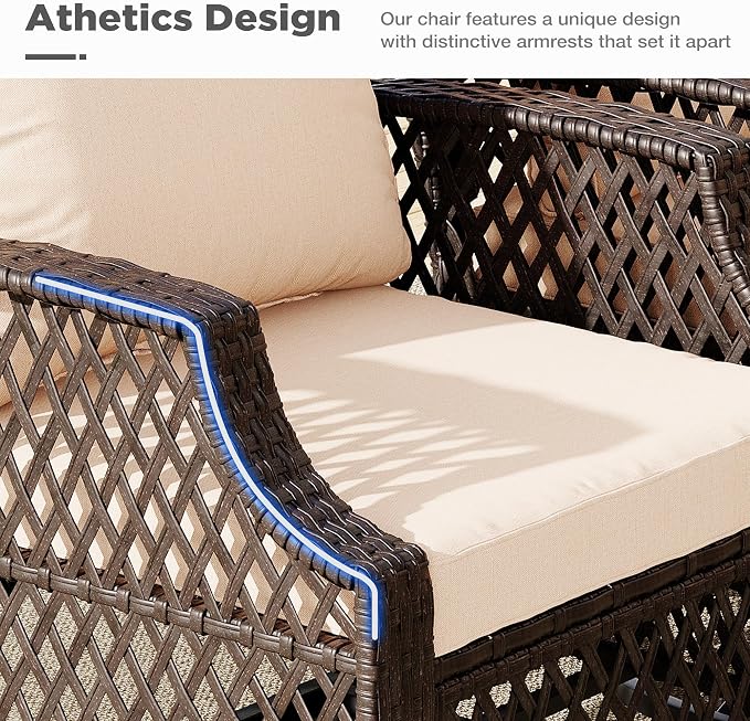 HOMREST 7 Piece Patio Furniture Set, Wicker Outdoor Conversation Set - Image 2