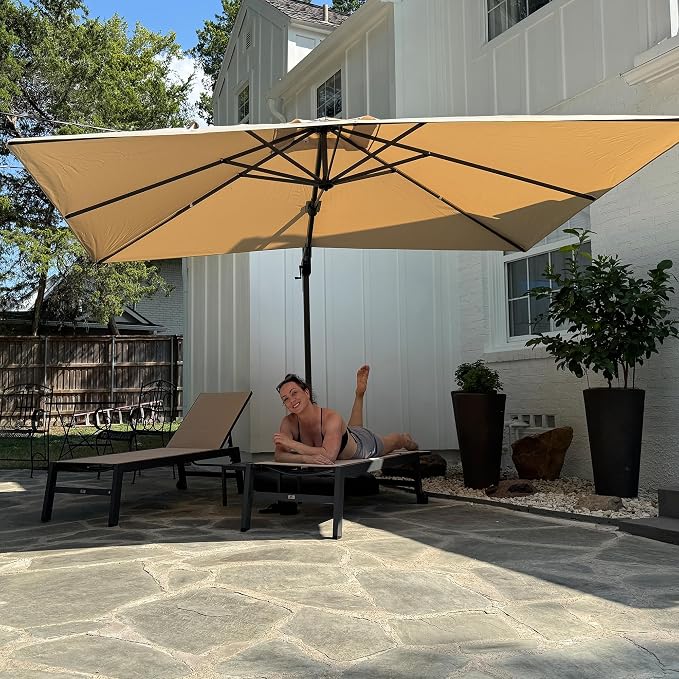 PURPLE LEAF 8.2' X 11.5' Left-right Tilting Patio Umbrella Outdoor Cantilever by PURPLELEAF
