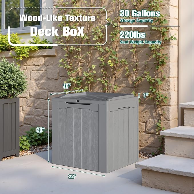 Devoko 30 Gallon Resin Deck Box 2 Pack Outdoor Indoor Waterproof Storage Box - Image 7